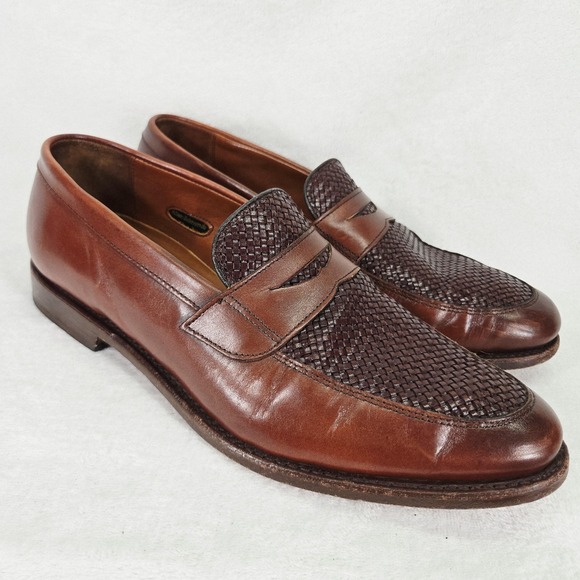 Allen Edmonds Lake Bluff Loafer Mens 10.5 Brown Vamp Woven Slip On Leather Penny main image 12